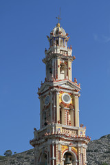 Fototapeta na wymiar Glockenturm vom Kloster Panormitis, Symi
