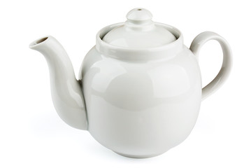 White china teapot  isolated on white