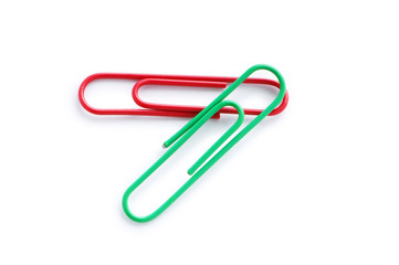 Close up of many colourful paper clips