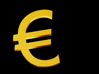 Tridimensional euro symbol isolated on black