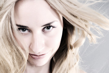 Portrait of a young girl being serious