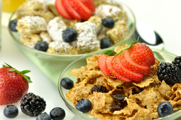 cereal with fruits and berries close up