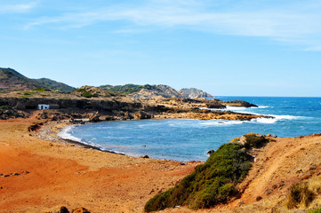 view of Binimela beach in Menorca, Balearic Islands, Spain