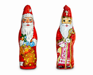 Schokoladen Weihnachtsmann und Hl. Nikolaus