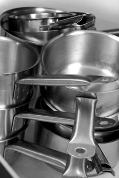 Stacked saucepans