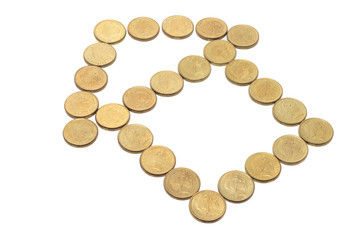 Coins Arranged in House Shape