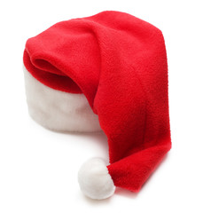 Obraz na płótnie Canvas Red santa claus hat on white background