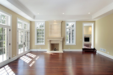 Living room in new construction home