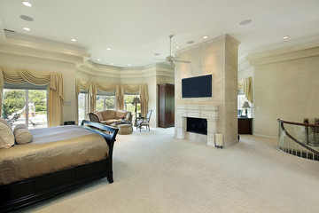 Master bedroom with fireplace