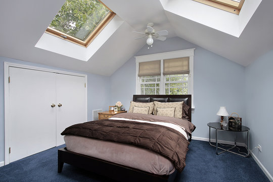 Master bedroom with skylights