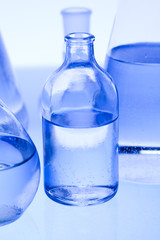 Blue chemistry vials