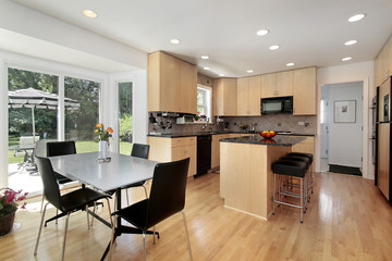 Kitchen with oak wood cabinetry