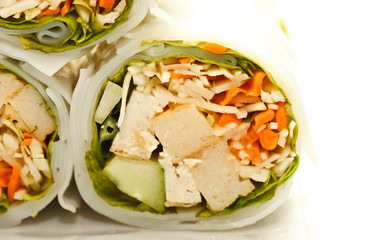 Vietnamese style food, pork and vegetable wrapped wiht noodle