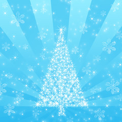 Blue Christmas Tree with Snowflake background