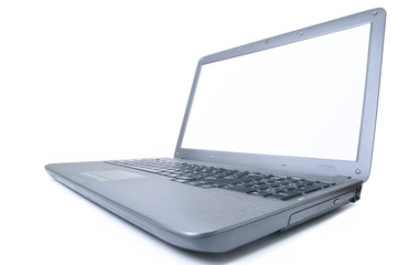 modern laptop isolated on white. Screen is cut with clipping pat