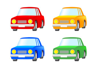 Four cars on a white background