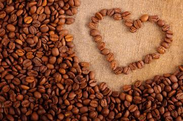 sign of the heart of the coffee beans
