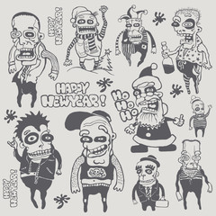 funny characters set. vector illustration.