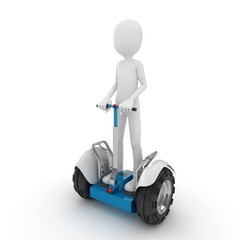 3d man with electric scooter