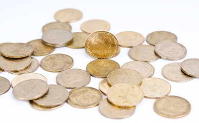 Abstract background: bronze coins (ukrainian hryvnas)