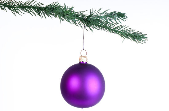 image of purple Christmas ball isolated on white
