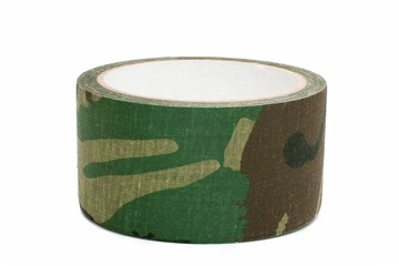 Roll of fabric camouflage tape on a white background