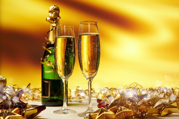 Champagne glasses ready to bring in the New Year