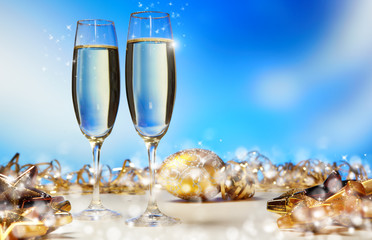 Champagne glasses ready to bring in the New Year