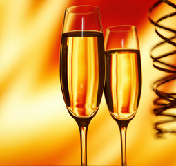 Champagne glasses ready to bring in the New Year