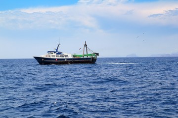 Fototapeta premium fishing trawler professional boat working