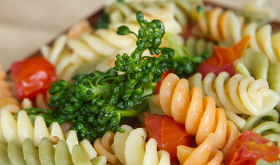 pasta salad and veggies