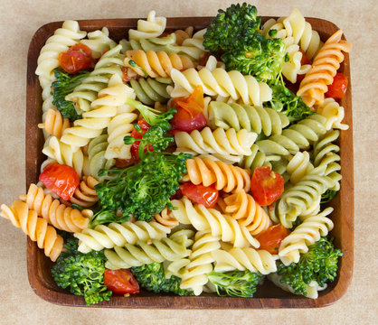 pasta salad and veggies