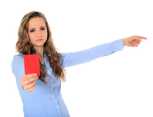 Mädchen zeigt rote Karte