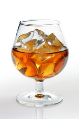 Whisky glass with ice