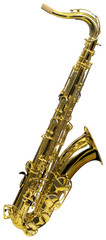 Golden saxophone isolated with clipping path