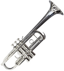 Obraz na płótnie Canvas Silver trumpet isolated with clipping path