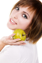 Young woman with an apple