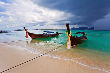 Thai boats near the beach. Thailand