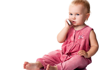 Baby talking on the mobile phone