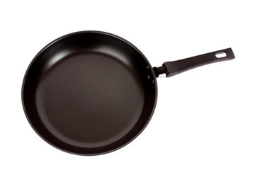 frying pan on white