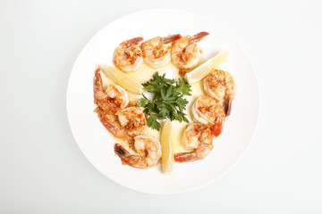 Shrimp Scampi on a plate.