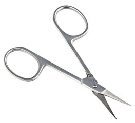 Small metal manicure scissors isolated on white