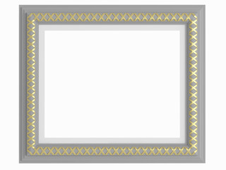 Empty picture frame with gold ornamentation, isolated