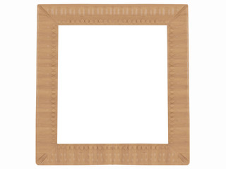 Simple wooden ornamented picture frame isolated