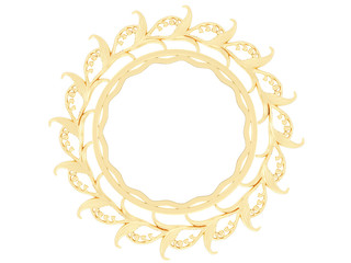 Antique gold ornamented picture round frame isolated