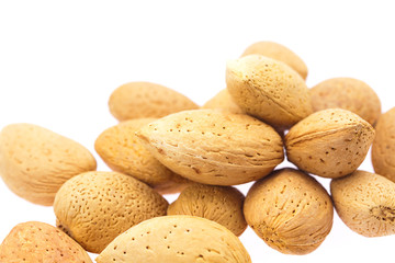 almonds isolated on white
