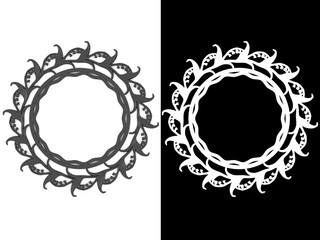 Decorative vintage empty wall picture frames isolated