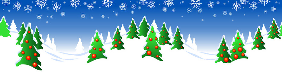 Winter, Wald, Weihnachten, Schneeflocken, Illustration, endlos