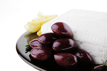rare olives and feta cube