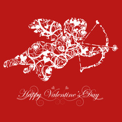 Valentine's Day Cupid with Bow and Heart Arrow Red
